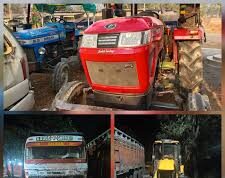 ताबड़तोड़ कार्रवाई: रेत, मुरुम और पत्थर के अवैध खेल पर 7 वाहन जप्त