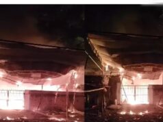 भीषण आग ने मचाई तबाही, चांपा में टेंट हाउस गोदाम जलकर राख