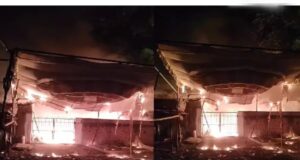 भीषण आग ने मचाई तबाही, चांपा में टेंट हाउस गोदाम जलकर राख