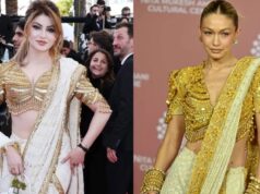 Cannes 2026 में जीजी हदीद बनकर पहुंचीं उर्वशी रौतेला! कॉपी किया व्हाइट साड़ी-गोल्डन ब्लाउज लुक, हुईं ट्रोल