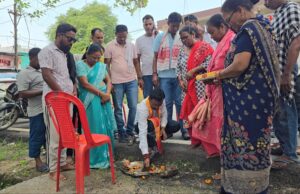 महापौर जीवर्धन चौहान ने किया नाली निर्माण कार्य का भूमिपूजन, क्षेत्रवासियों को मिलेगी राहत