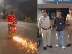 हथकड़ी में भी नहीं गया स्टंटबाज का रौब, पुलिस गाड़ी से बनाई रील; वीडियो वायरल