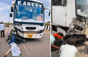 रायपुर-अभनपुर रोड पर भीषण हादसा! तेज रफ्तार बस ने बाइक सवार को कुचला, मौके पर मौत