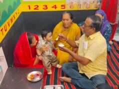 वार्ड क्रमांक 13 में अन्नप्राशन संस्कार का आयोजन, नौनिहालों को खीर खिलाकर कराया अन्न ग्रहण