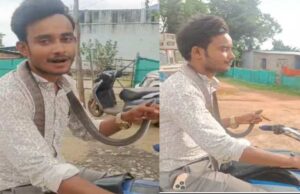 सांप ने काटा, फिर उसी सांप को गले में डालकर 14 किमी बाइक चलाई! कांकेर के युवक का VIDEO वायरल