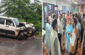 मंत्री केदार कश्यप के काफिले को स्कॉर्पियो ने मारी जोरदार टक्कर, फॉलो वाहन क्षतिग्रस्त; 4 पुलिस जवान घायल