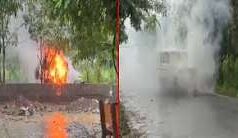 धू-धू कर जलने लगी सुकमा पुलिस की सरकारी गाड़ी, अंदर बैठे पुलिसकर्मियों ने कूदकर बचाई जान