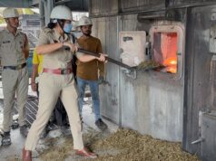 गरियाबंद पुलिस की बड़ी कार्रवाई: 1 क्विंटल 64.919 किलो गांजा और 50 नशीली टेबलेट नष्ट