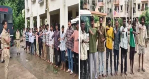 त्योहारों से पहले बदमाशों पर पुलिस का शिकंजा, धमतरी में गुंडा-निगरानी बदमाशों की थाने में परेड