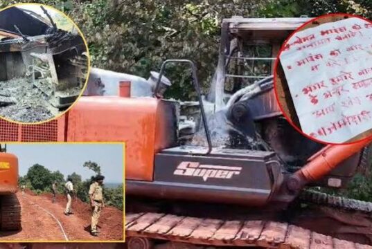 कांकेर की खदान में रातोंरात 3 मशीनें जलीं, मौके पर मिले ‘लाल सलाम’ के पर्चे; नक्सली कनेक्शन की जांच