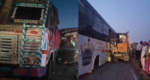 रायपुर-बिलासपुर नेशनल हाईवे पर चीख-पुकार, ट्रक में घुसी तेज रफ्तार बस; 3 की गई जान