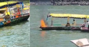 ओंकारेश्वर में बड़ा हादसा टला: नर्मदा के बीच नाव में लगी आग, 6 यात्रियों को ऐसे बचाया